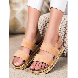 Ideal Shoes Sandales en daim sur la plate-forme beige brun 3