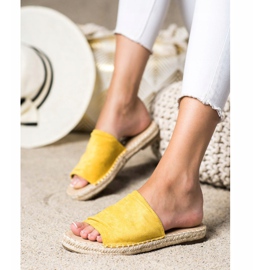 SHELOVET Pantoufles classiques en daim jaune 3