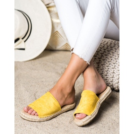 SHELOVET Pantoufles classiques en daim jaune 2