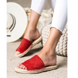 SHELOVET Pantoufles classiques en daim rouge 2