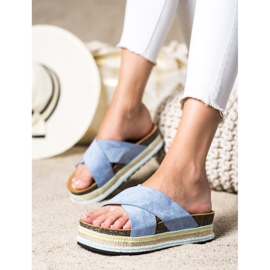 SHELOVET Chaussons en daim bleu 3