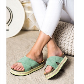SHELOVET Chaussons Verts En Daim 2