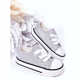 Baskets en argent scintillant pour enfants 888-1b 2