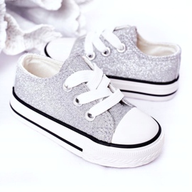 Baskets en argent scintillant pour enfants 888-1b 4