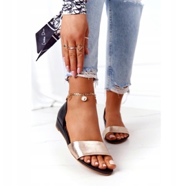 Sandales Cuir Maciejka 1971-46 Noir et Or doré 2