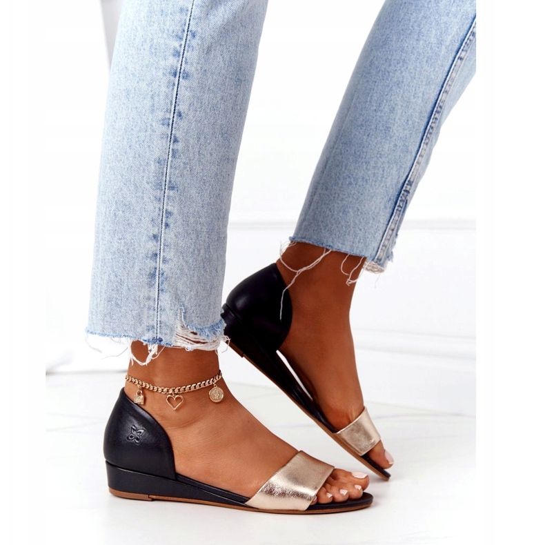 Sandales Cuir Maciejka 1971-46 Noir et Or doré 3