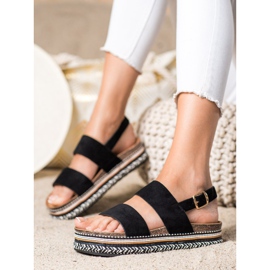 Ideal Shoes Sandales en daim sur la plate-forme le noir 2