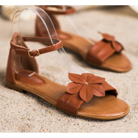 Diamantique Sandales marron avec fleur brun 1