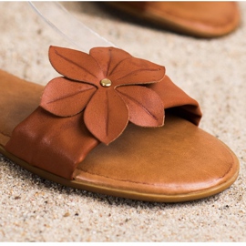 Diamantique Sandales marron avec fleur brun 2