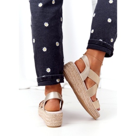 Sandales Compensées Avec Côtes Big Star HH274414 Doré 2