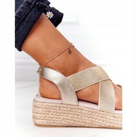 Sandales Compensées Avec Côtes Big Star HH274414 Doré 4