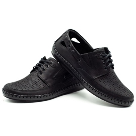 Polbut Mocassins homme ajourés noirs J69L 3