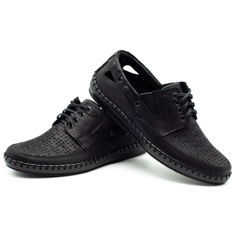Polbut Mocassins homme ajourés noirs J69L 3