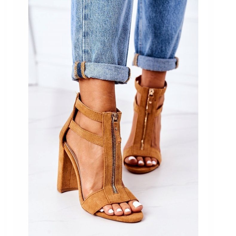 PS1 Sandales en daim sur un bar Camel Folly brun 1