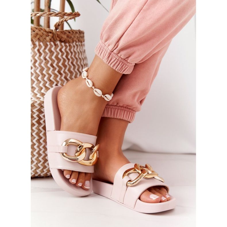 PS1 Pantoufles En Caoutchouc Beige Avec Chaîne One Moment 2