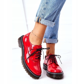 Femme Oxfords Maciejka 04087-08 Chaussures En Cuir Rouge 1