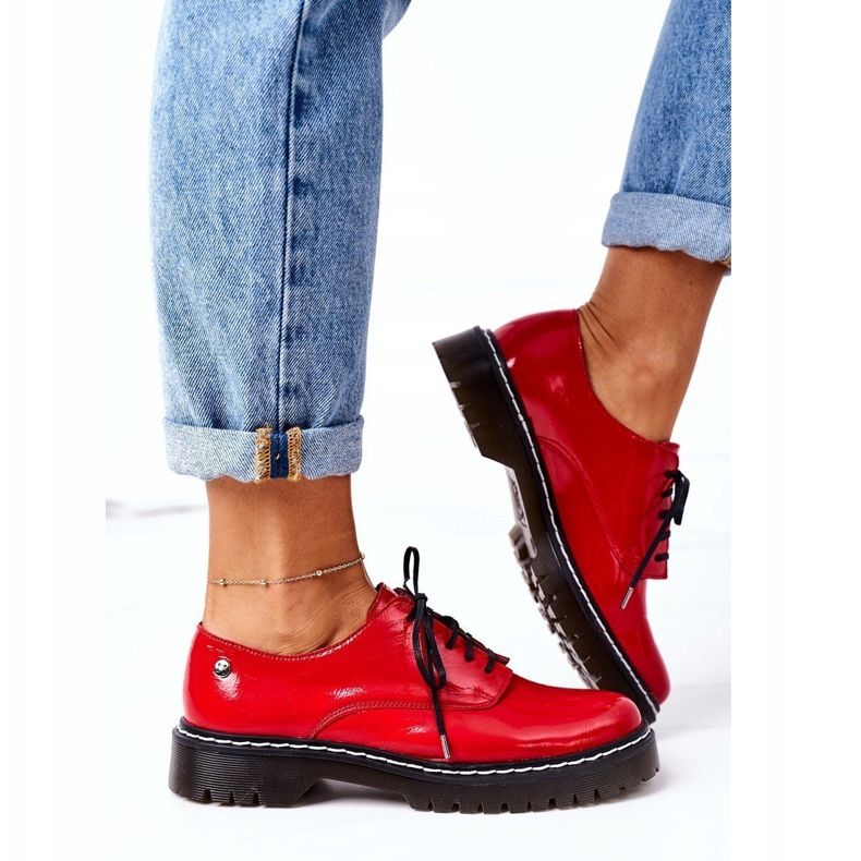 Femme Oxfords Maciejka 04087-08 Chaussures En Cuir Rouge 2 Femme Oxfords Maciejka 04087-08 Chaussures En Cuir Rouge 2