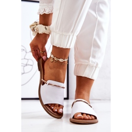 Tongs en cuir de Lewski Shoes, blanc blanche 1