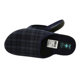 Chaussons homme, Adanex 25951, carreaux bleu marine 4