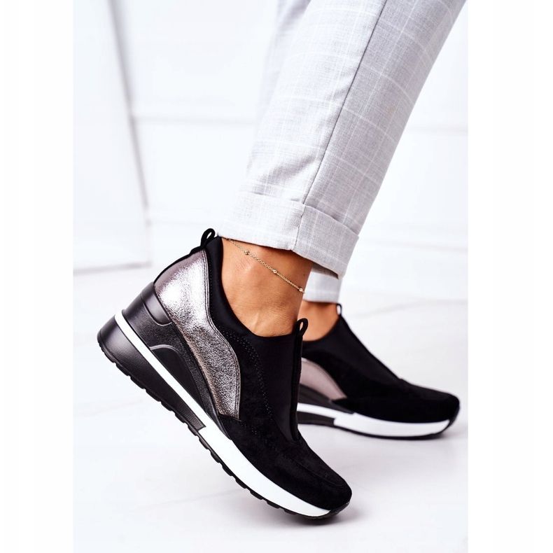 Vinceza 10593 Baskets compensées à enfiler noir-argenté 1