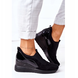 Vinceza 10593 - Baskets compensées noires à enfiler 2