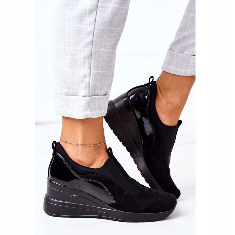 Vinceza 10593 - Baskets compensées noires à enfiler le noir 2