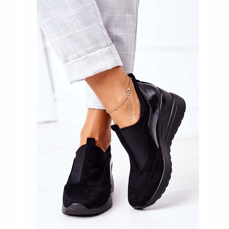 Vinceza 10593 - Baskets compensées noires à enfiler le noir 1