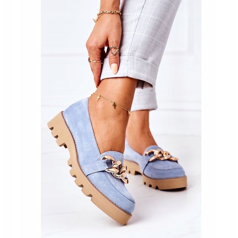 Mocassins en daim Lewski Shoes 3040 Bleu 2