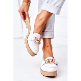Mocassins en cuir Lewski Shoes 3040 Blanc 2