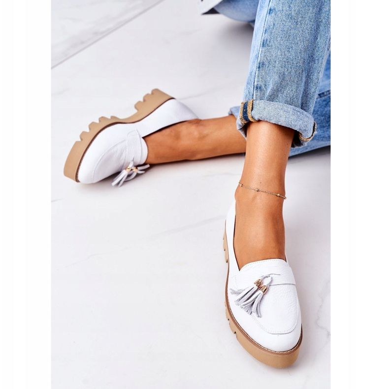 Mocassins en cuir Lewski Shoes 3053 Blanc 1