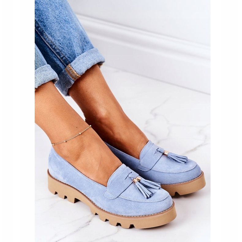 Mocassins en daim Lewski Shoes 3053 Bleu 1