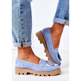 Mocassins en daim Lewski Shoes 3053 Bleu 3