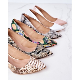 Lewski Shoes Escarpins En Cuir Avec Motif Serpent Lewski Chaussures 2801 Doré 1