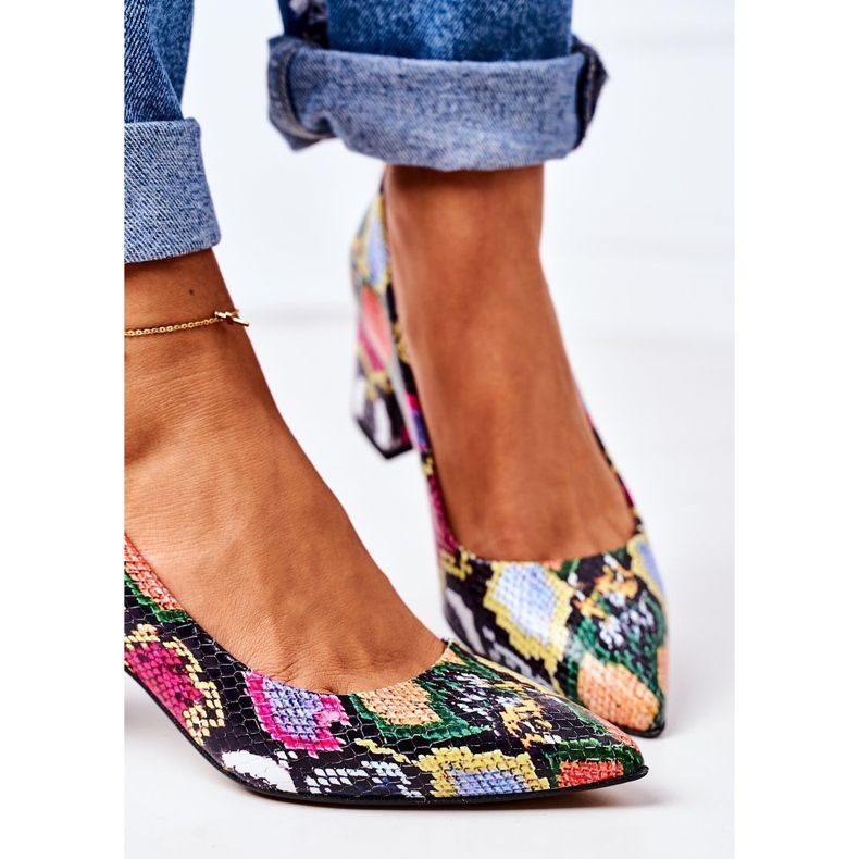 Escarpins en cuir à motif peau de serpent Lewski Shoes 2801 Colorful multicolore 1