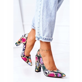 Escarpins en cuir à motif peau de serpent Lewski Shoes 2453 Colorful multicolore 2
