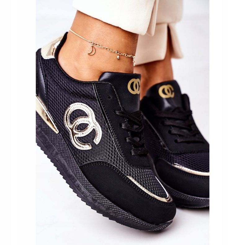 PE1 Chaussures de sport pour femmes Baskets noires et dorées Under Control le noir d'or 1