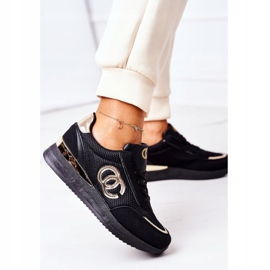 PE1 Chaussures de sport pour femmes Baskets noires et dorées Under Control 2
