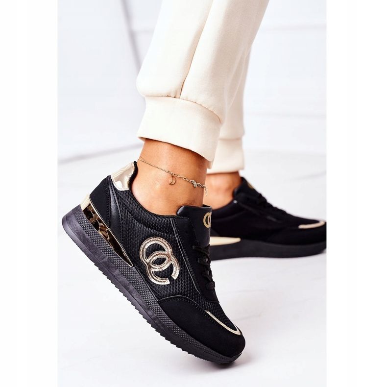 PE1 Chaussures de sport pour femmes Baskets noires et dorées Under Control le noir d'or 2