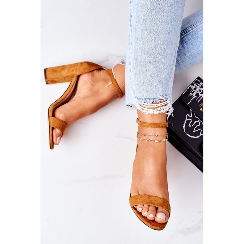 PS1 Sandales En Daim Sur Un Camel Florence Bar brun 1