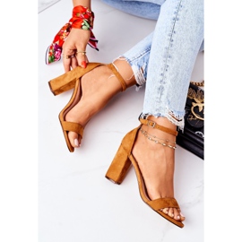 PS1 Sandales En Daim Sur Un Camel Florence Bar brun 5