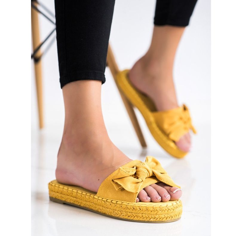 Coura Espadrilles Chaussons Avec Nœud jaune 1
