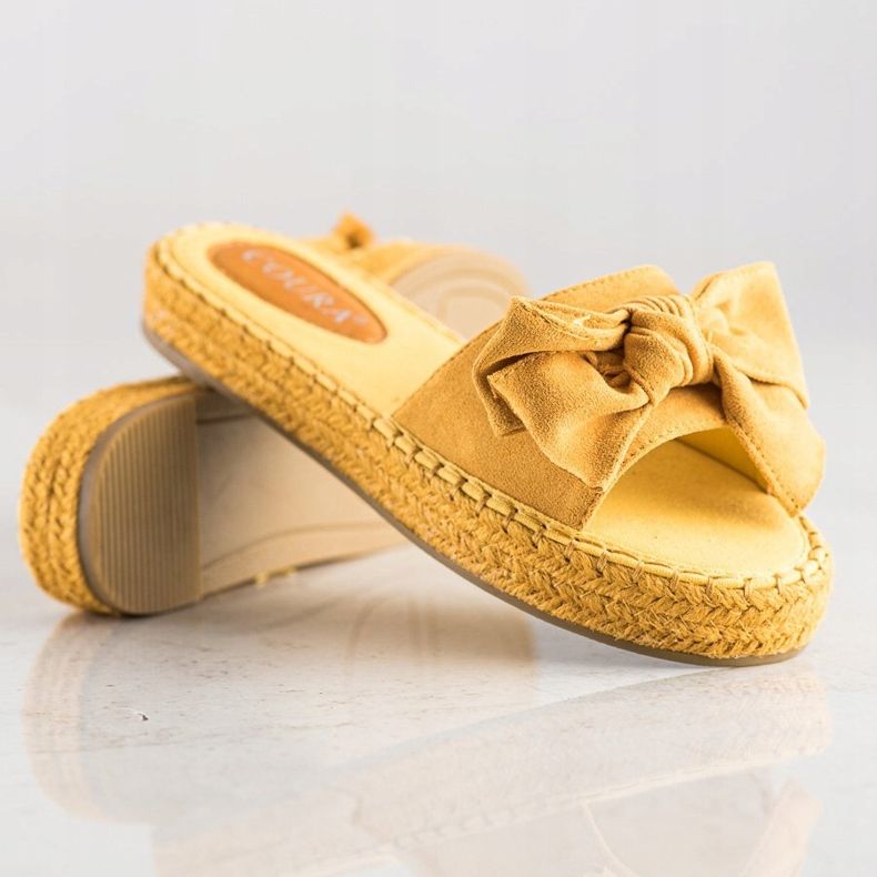 Coura Espadrilles Chaussons Avec Nœud jaune 2