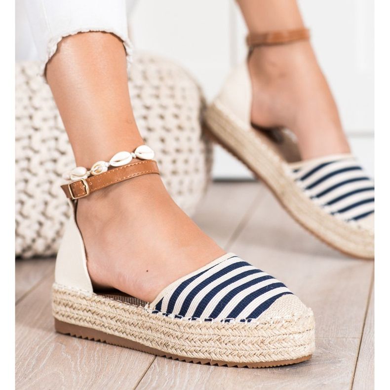 Clowse Espadrilles Rayées Avec Boucle beige bleu 1