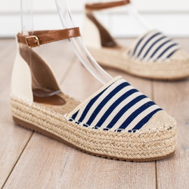 Clowse Espadrilles Rayées Avec Boucle beige bleu 3