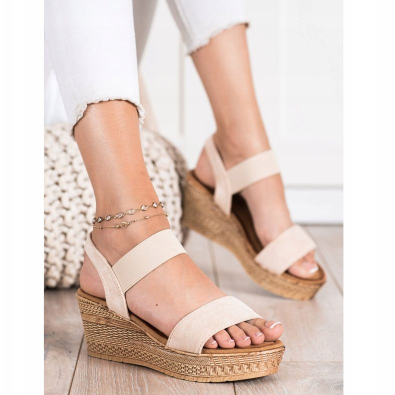 Queentina Sandales en daim clair beige 2