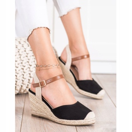 Cm Paris Espadrilles En Daim Sur Le Compensé beige le noir 3