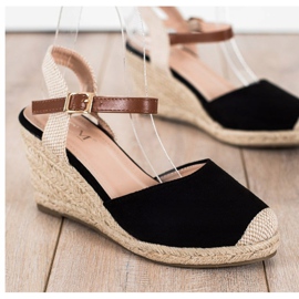 Cm Paris Espadrilles En Daim Sur Le Compensé beige le noir 2
