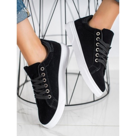SHELOVET Baskets en daim le noir 1
