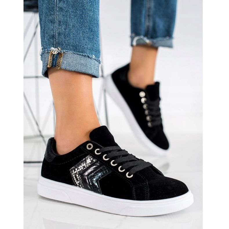 SHELOVET Baskets en daim noir 2