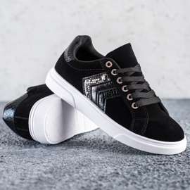 SHELOVET Baskets en daim le noir 3